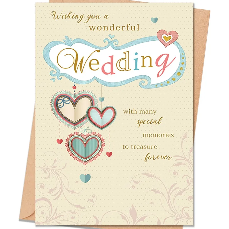 Ornate Hearts Cream Wedding Card for Sentimental Couples