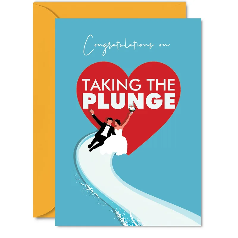Heart Blue Background Wedding Card featuring a couple