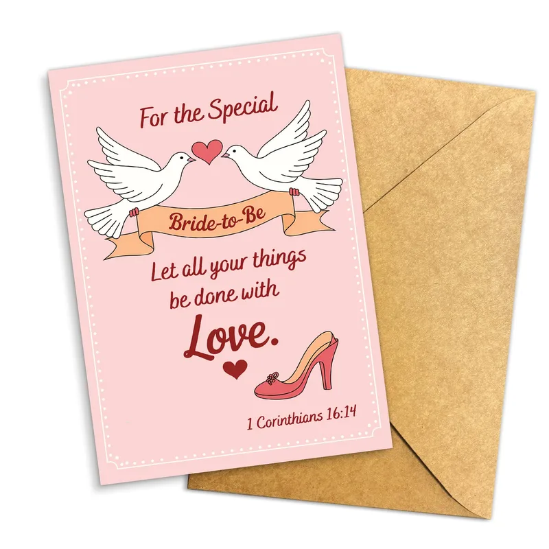 Doves Ribbon Shoe Bridal Shower Card for Faithful Brides