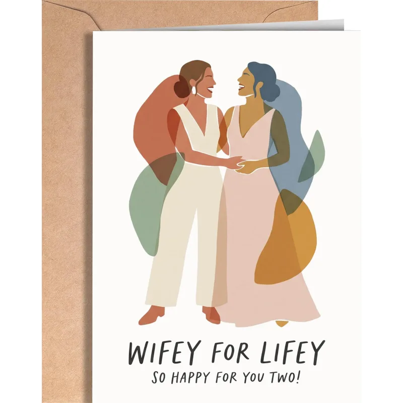 Brides Abstract Figures Wedding Card Celebrating Two Brides