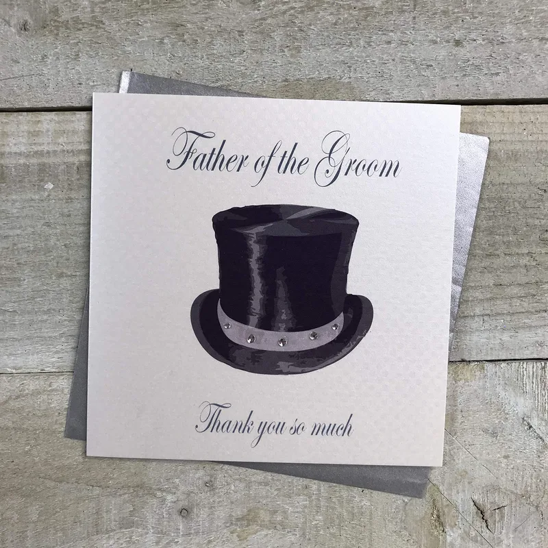 Top Hat Grey Thank You Card for Father of the Groom Appreciation