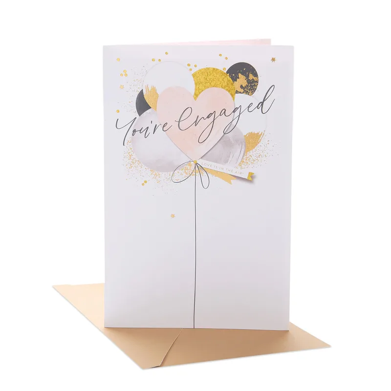 Heart Balloon Card Engagement Card Celebrating Love in the Air