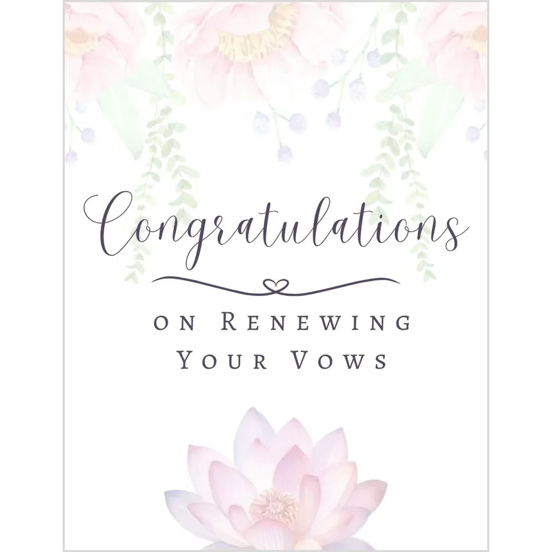Pastel Floral Lotus Wedding Card for Vow Renewal Celebrations