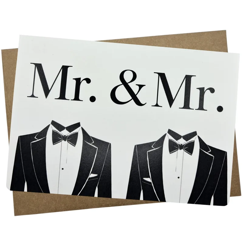 Tuxedo Bow Ties Wedding Card Celebrating Two Grooms