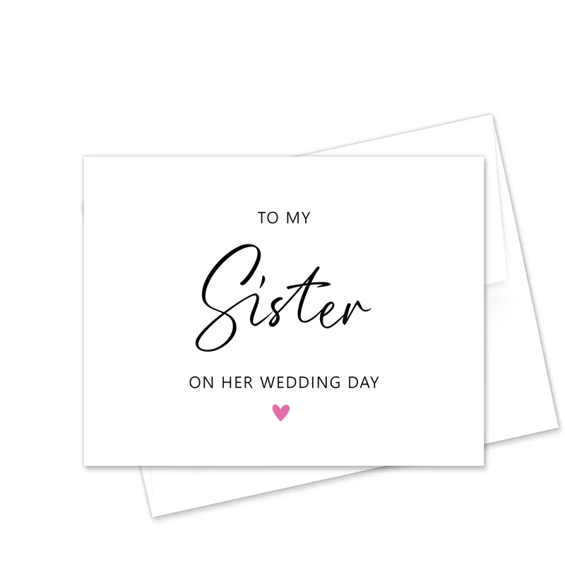 Minimal Script White Card To My Sister On Her Wedding Day