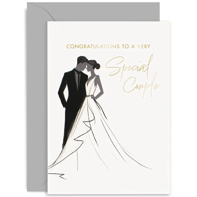 Bride Groom Grey Congratulations Card for a Special Wedding Couple