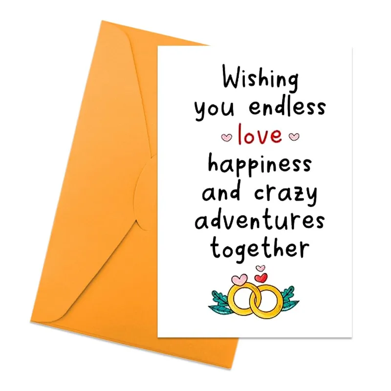Envelope Rings Script Wedding Card for Newlyweds and Engaged Couples