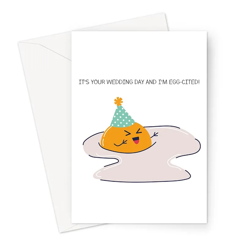Egg Party Hat Wedding Card: Egg-cited Greeting for the Big Day