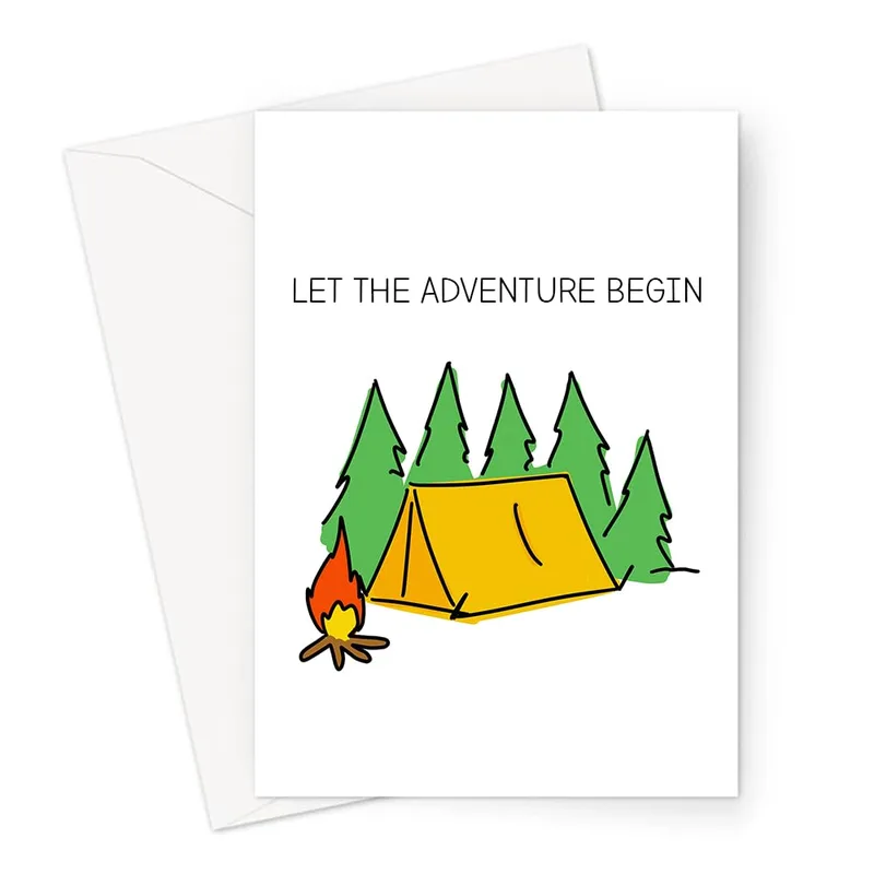 Camping Tent Campfire Engagement Card for the Outdoorsy Couple