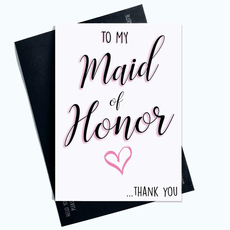 Script Maid Honor Thank You Card for Bridal Party Appreciation