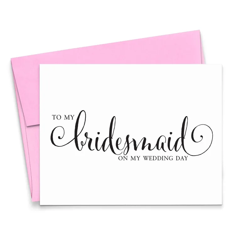 Black Script Bridesmaid Wedding Card for Your Bridal Party