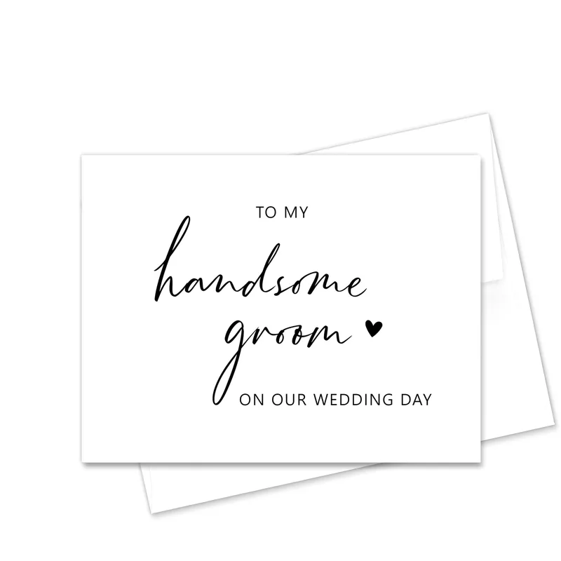 Black Script Groom Wedding Card for Your Handsome Partner