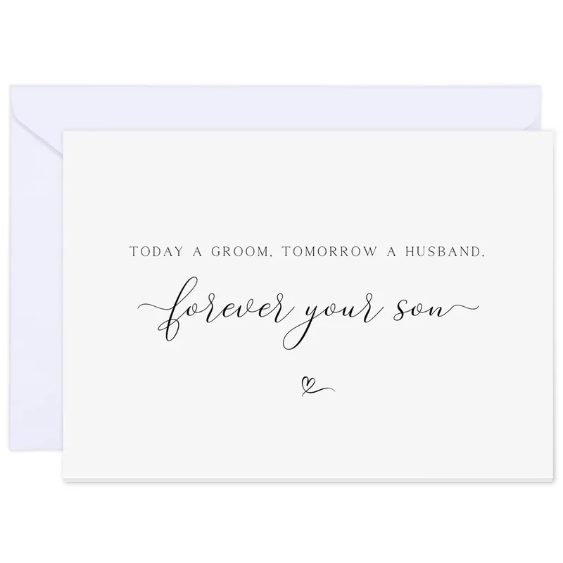 Script Forever Son Wedding Card for Groom to Parents