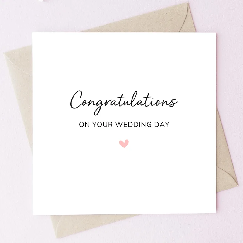 Blank Pink Heart Wedding Card – Greeting Card in natural