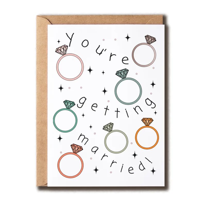 Colorful Rings Pattern Wedding Card featuring playful rings
