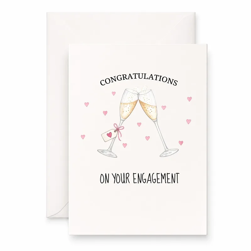 Congratulations on Your Engagement Pink Champagne Card