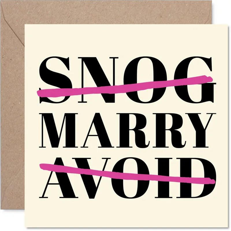 Black Bold Pink Strikethrough Card for Wedding Humor