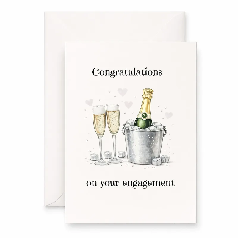 Champagne Bottle Bucket Engagement Card for Toasting New Engagement
