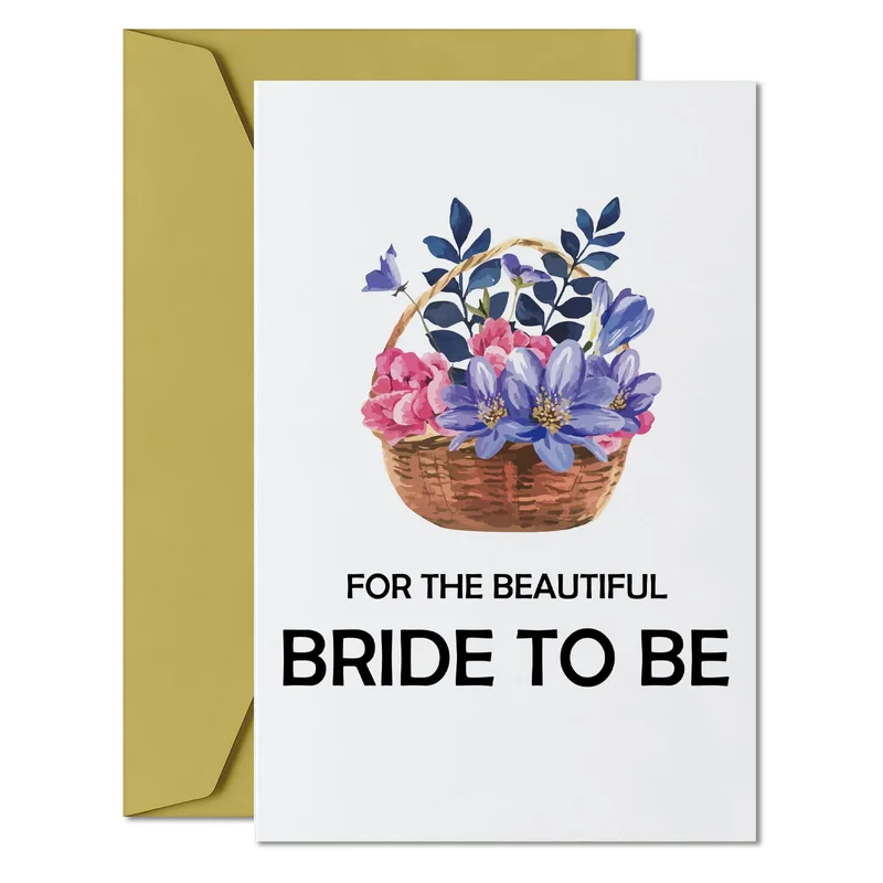 Blue Flower Basket Bridal Shower Card for the Beautiful Bride to Be