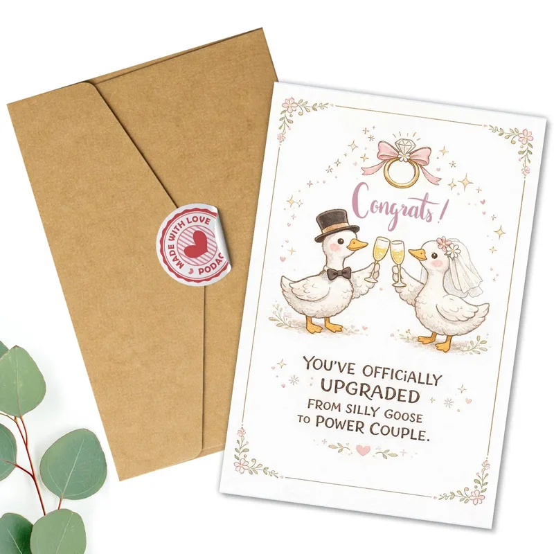 Geese Couple Ring Congratulations Card for the Engaged Pair