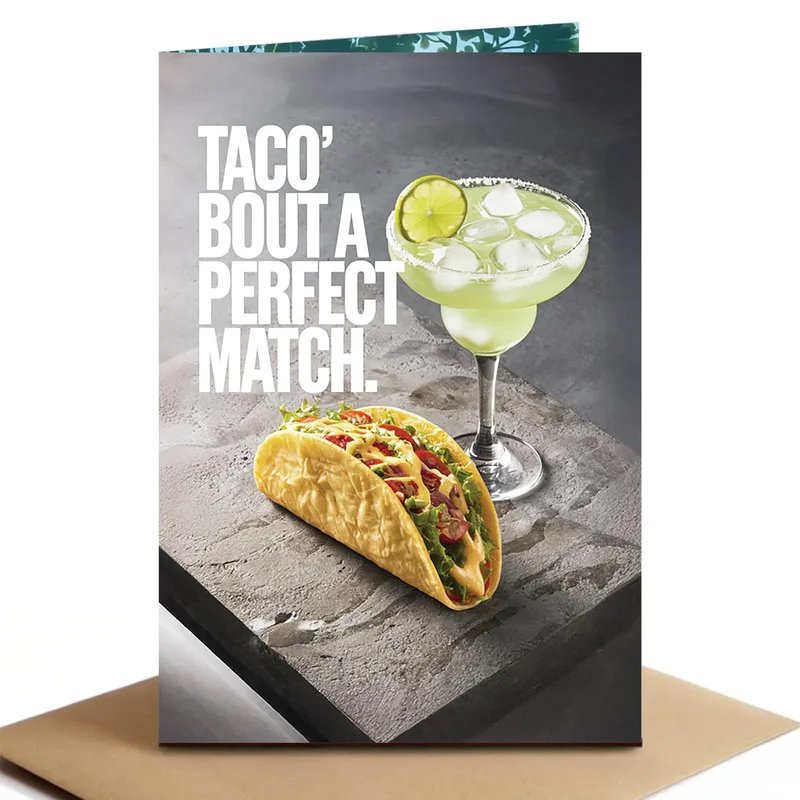 Taco Margarita Photo Love Card: Perfect Match Greeting