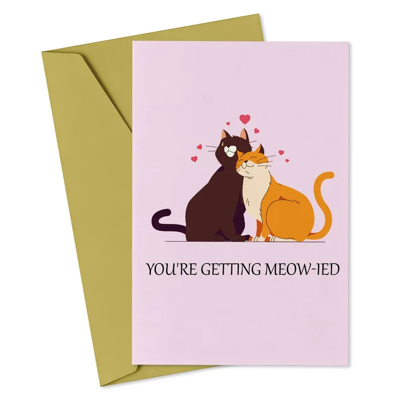 Two Cats Hearts Wedding Card for Feline Lovers Celebrating Love