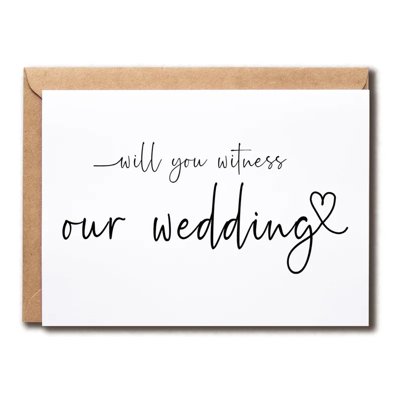 Will You Witness Card: Minimal Script Wedding Proposal Ask