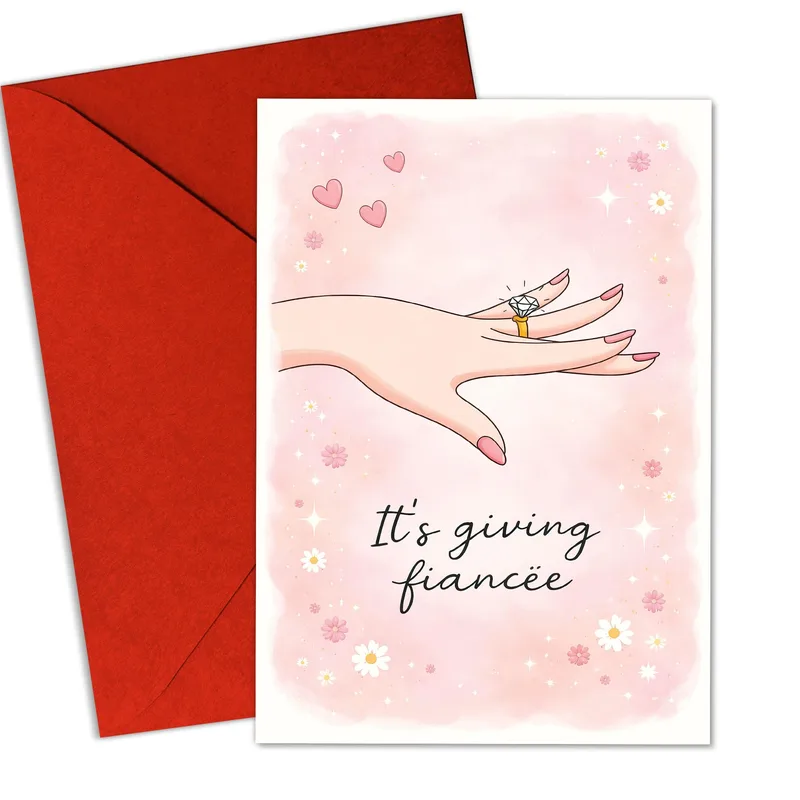 Hand Ring Floral Engagement Card Celebrating Your New Fiancée Status