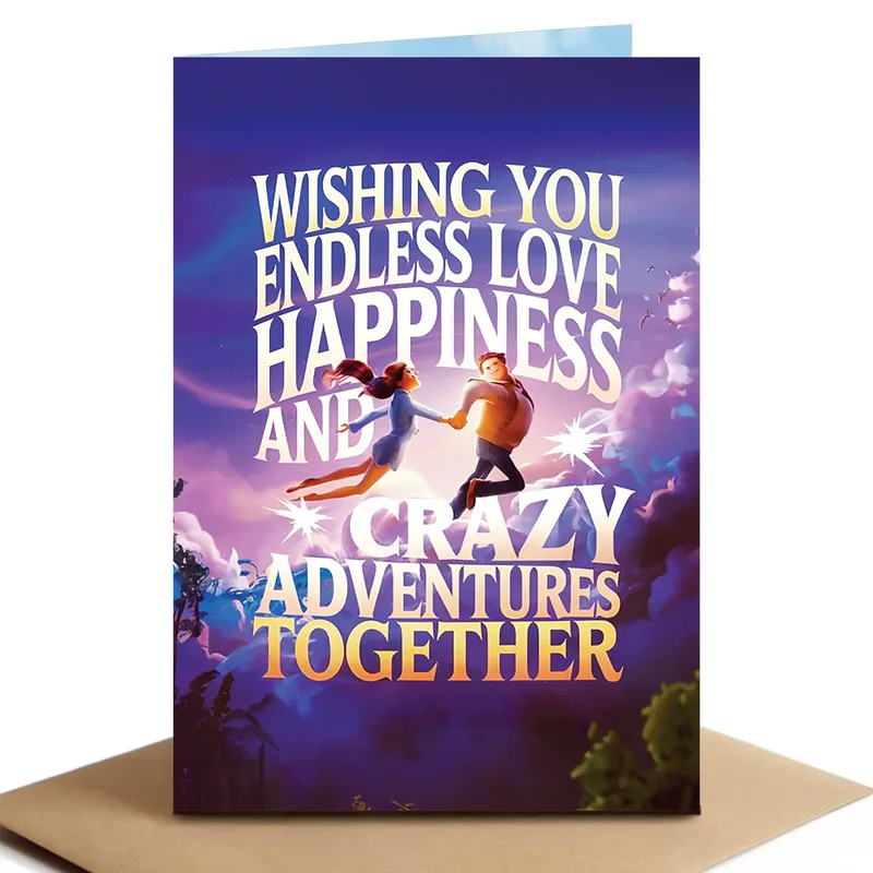 Couple Balloon Landscape Love Card for Romantic Celebrations
