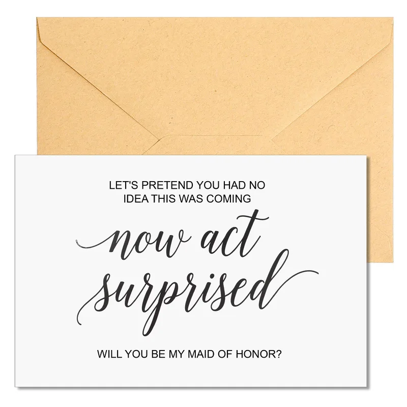 Black Script Kraft Envelope Card for Your Maid of Honor Proposal