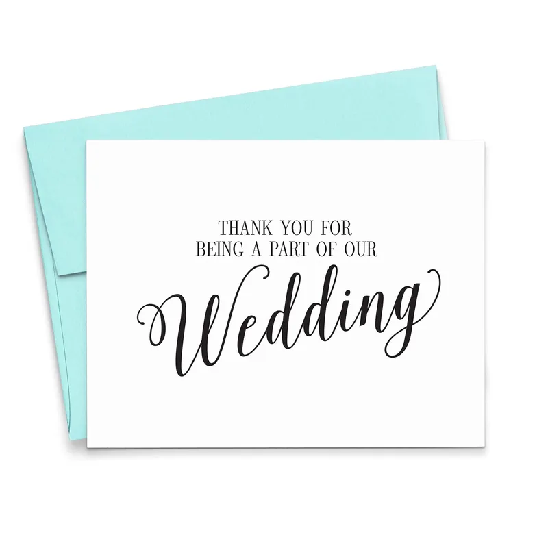 Envelope Script Minimal Thank You Card for Wedding Gratitude