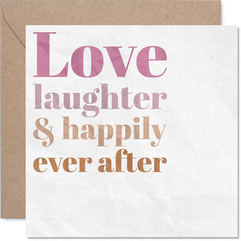 Brown Bold Typography Wedding Card: Love Laughter Design