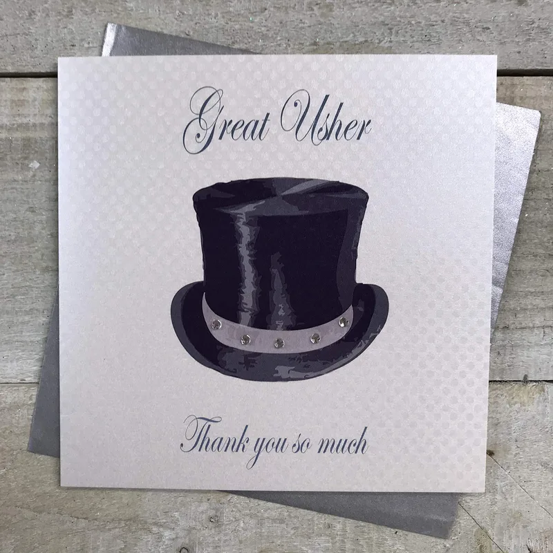Black Top Hat Thank You Card for Wedding Ushers