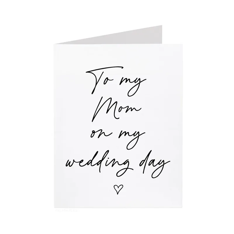 Black Script Minimal Heart Card for Mom Wedding Day