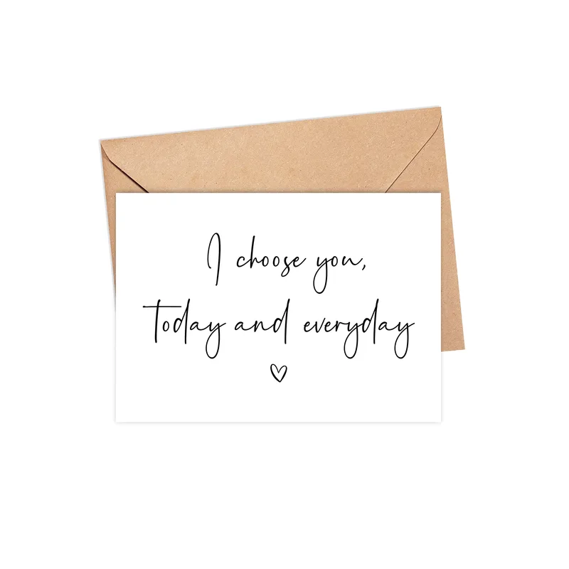 Black Script Heart Love Card: I Choose You Wedding Design