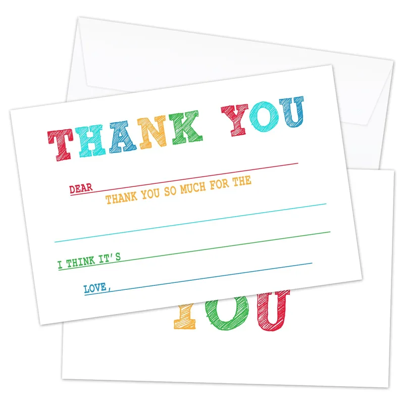 Rainbow Letters Fill- Thank You Card for Handwritten Gratitude