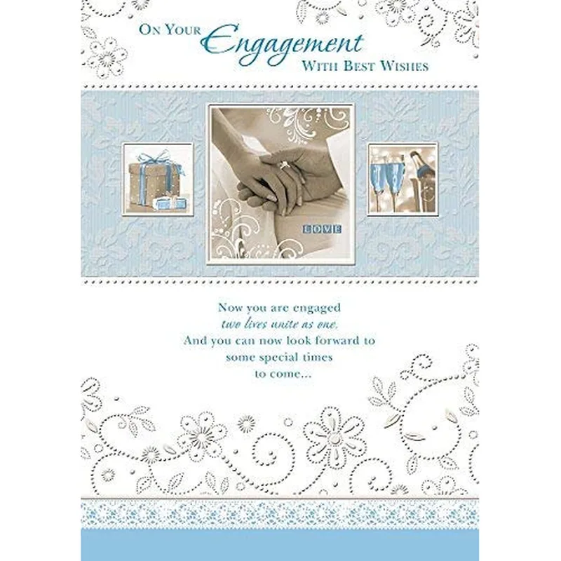 Blue Lace Engagement Photos Card – Greeting Card in natural