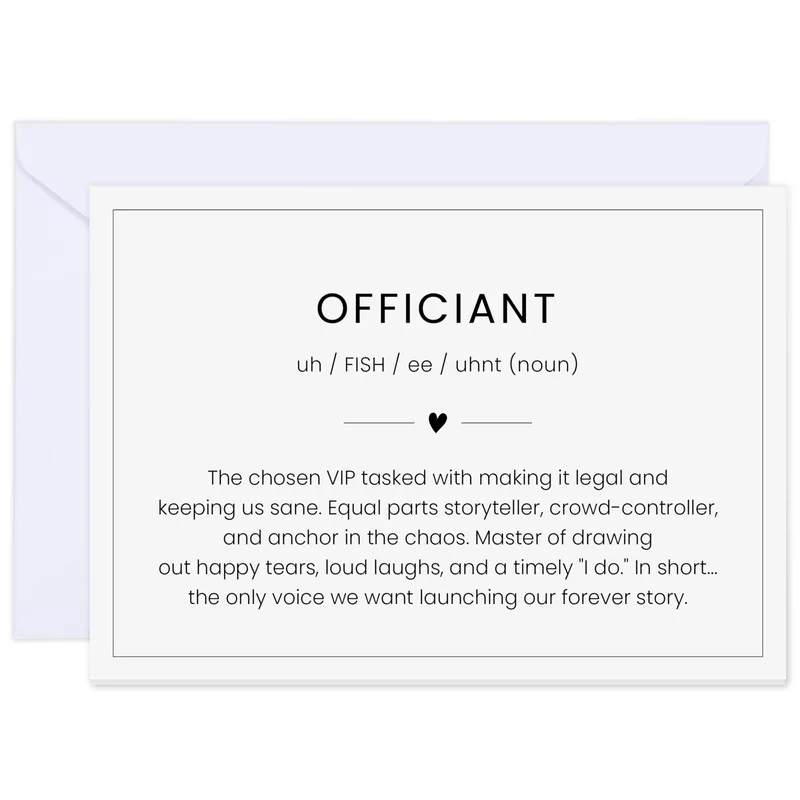 Minimal Definition Card Wedding Card for Your Officiant