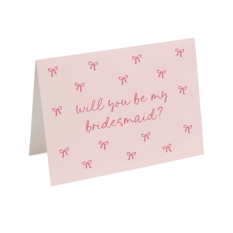 Pink Bows Pattern Wedding Card for Your Bridal Party