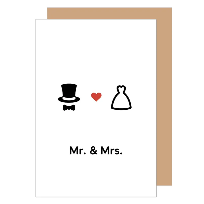 Hat Dress Icons Wedding Card featuring a top hat bow tie