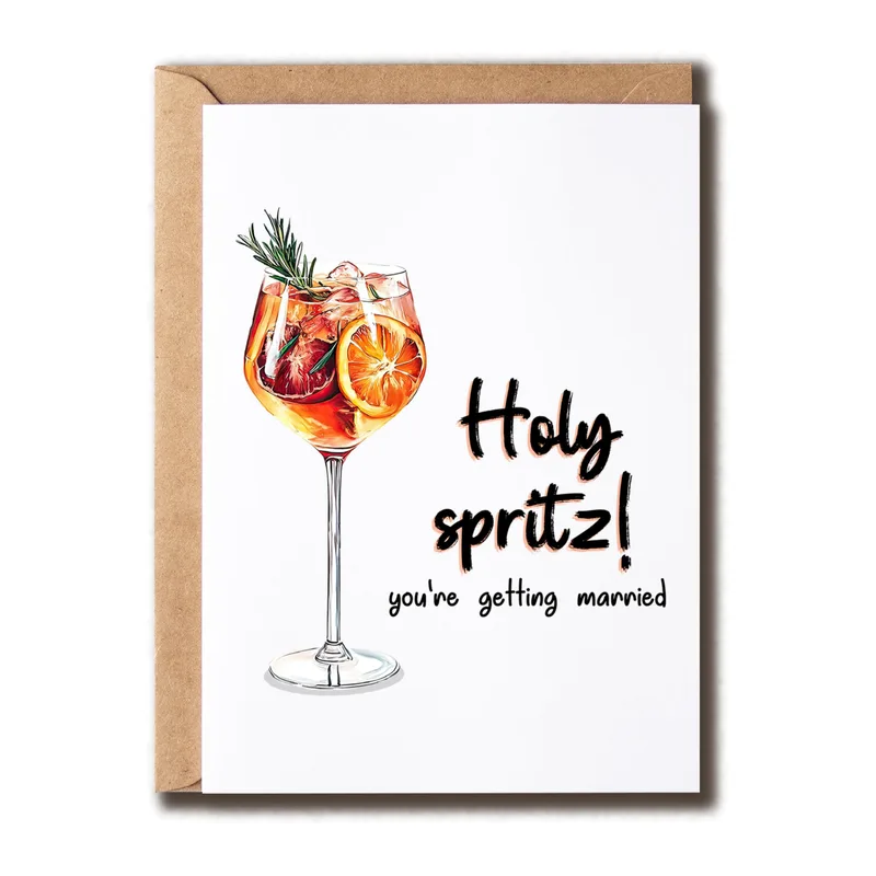 Spritz Glass Drawing Wedding Card for Cocktail Lovers