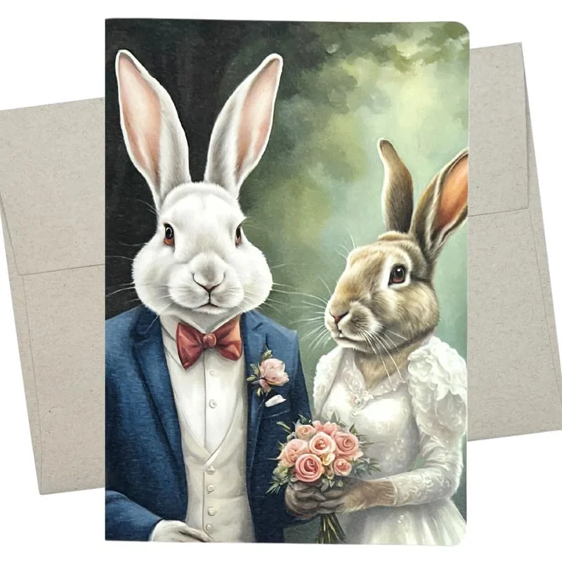 Bunny Couple Suits Wedding Card for Rabbit Lovers