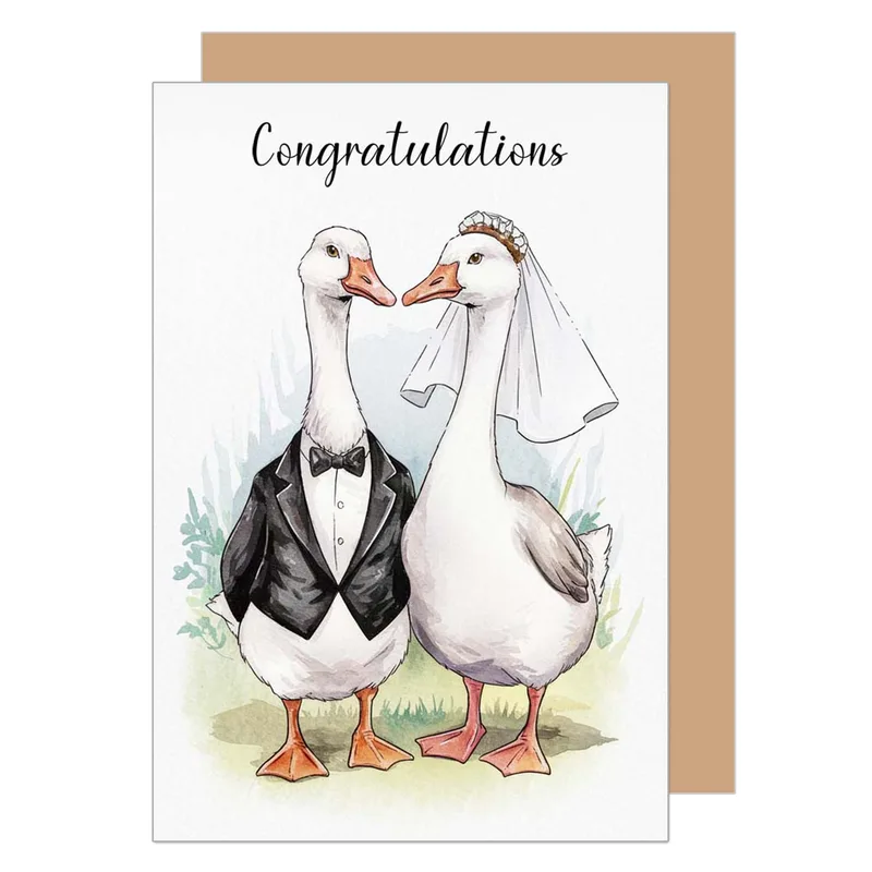 Ducks Tuxedo Veil Congratulations Card for Wedding Love
