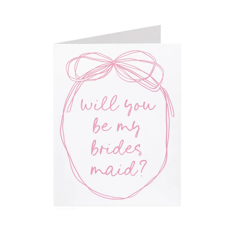 Bow Outline Script Wedding Card for Bridesmaid Proposal