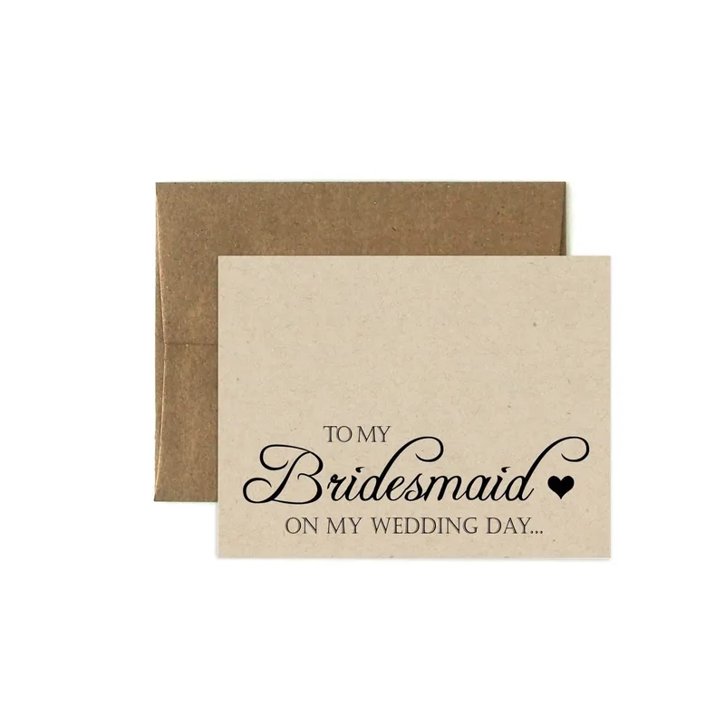 Brown Script Note Wedding Card for Your Bridesmaid