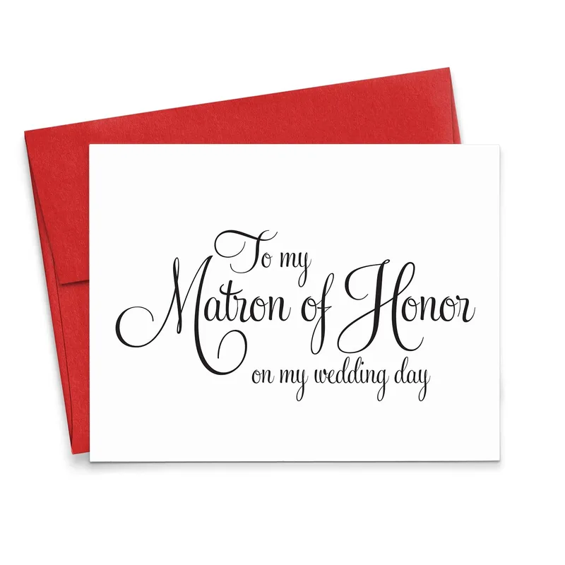 To My Matron Card: Elegant Script for Wedding Day Tribute