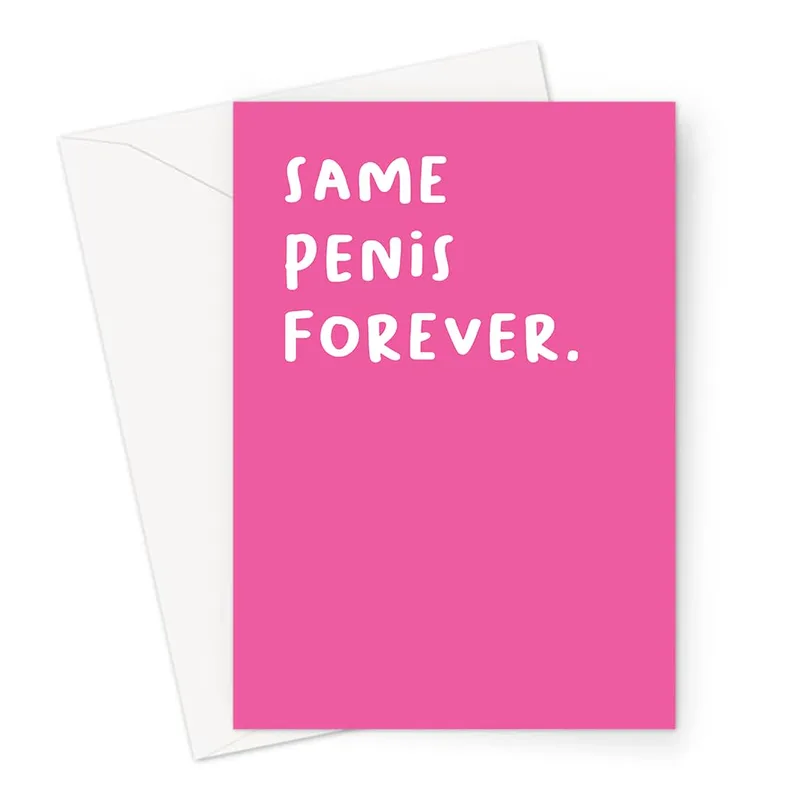 Hot Pink Bold Bridal Shower Card Same Penis Forever Joke