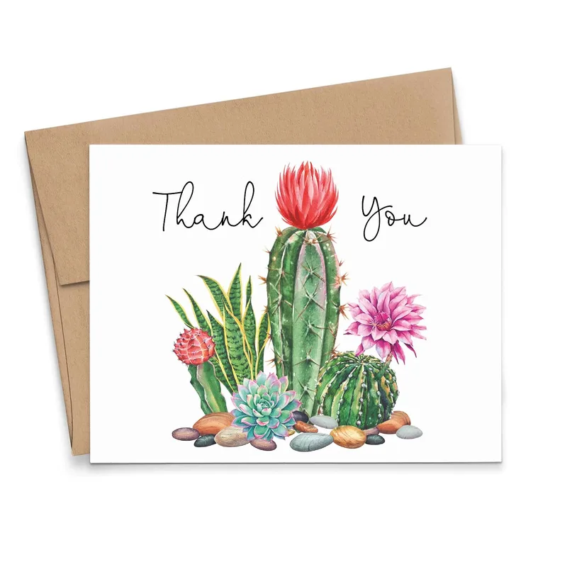 Cactus Succulents Thank You Card for Garden Lovers and Event Guests