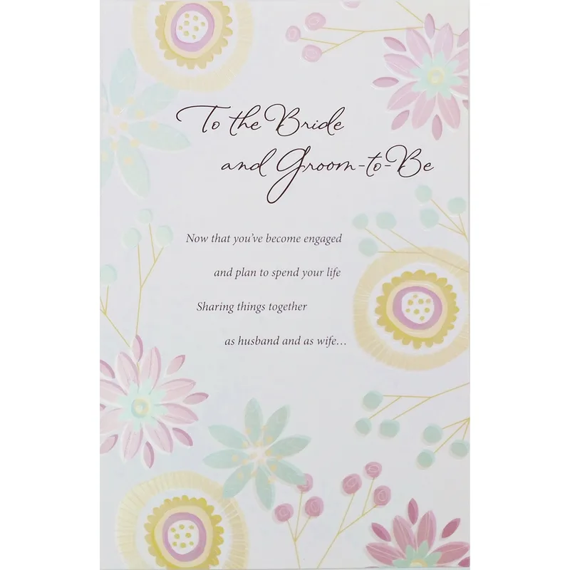 Pastel Floral Engagement Message Card for the Bride and Groom-to-Be