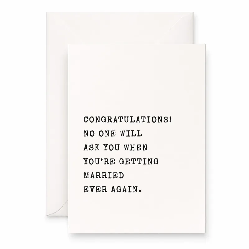 Typewriter Black Cream Wedding Card Bold Typography